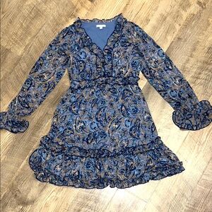 Ruffled Long Sleeved Dress‎ XS